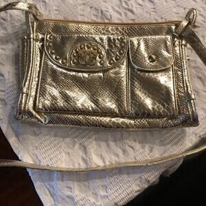 Sharif gold metallic leather  crossbody purse